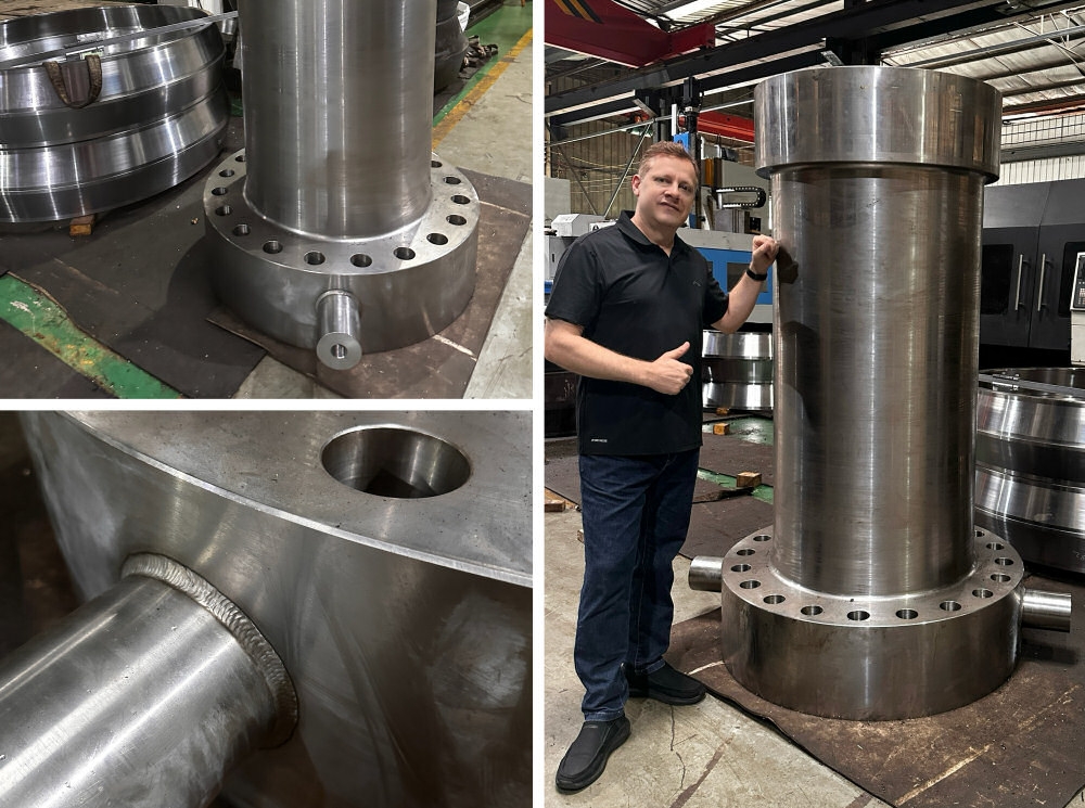 Oversized turned parts for pump power plant in China.